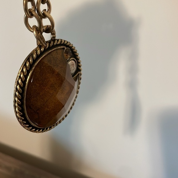 Handcrafted Burnished Gold 3D Pendant Necklace - Picture 11 of 11